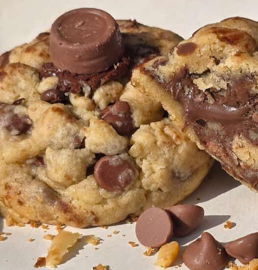 Giant Classic Choc Chip Loaded Cookies stuffed full with gooey Nutella swirls and chunky chocolate chips - Crumbology handmade fresh in Mandurah & Peel region WA